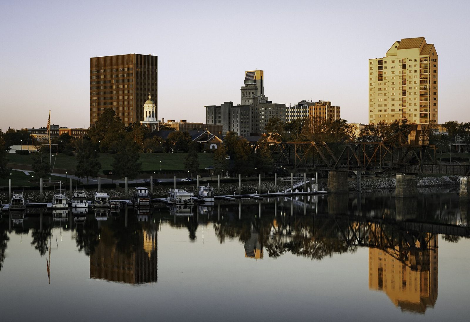 Downtown Augusta, Georgia as seen across the Savannah River, on the Fifth Street Bridge