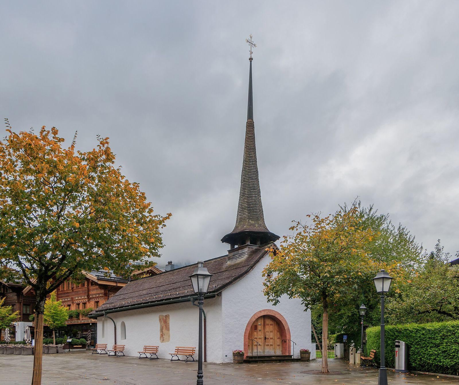 St. Niklaus Chapel, 59 Promenade, Gstaad, Canton of Bern, Switzerland, view from north