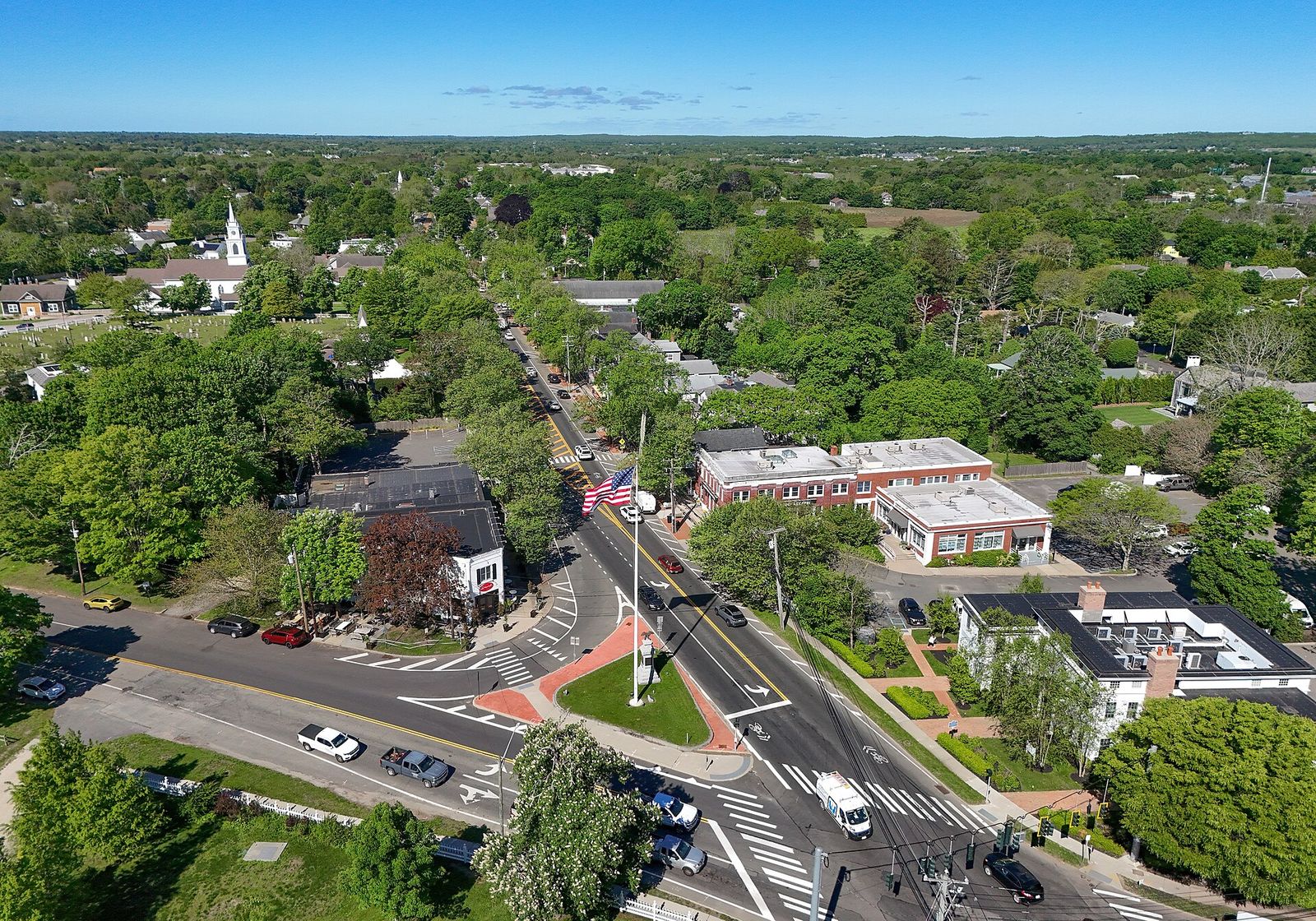 Aerial view of Bridgehampton, New York, The Hamptons