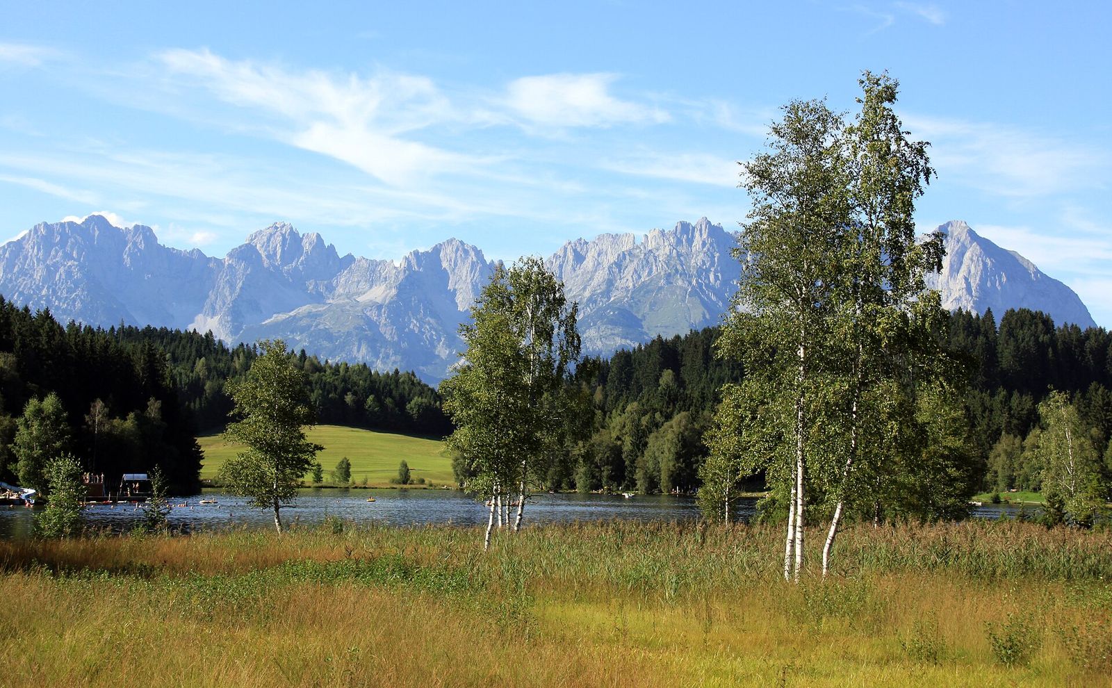 The lake Schwarzsee in Kitzbühel (where each year the swim competition of the World Championship Series triathlon is held)