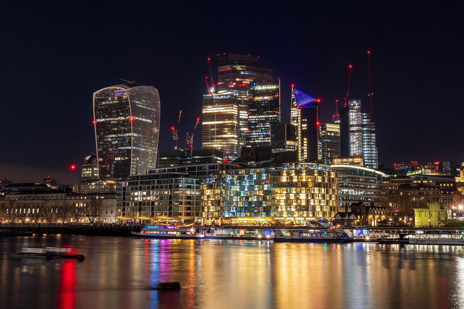City of London skyscrapers viewed from The Queen's Walk