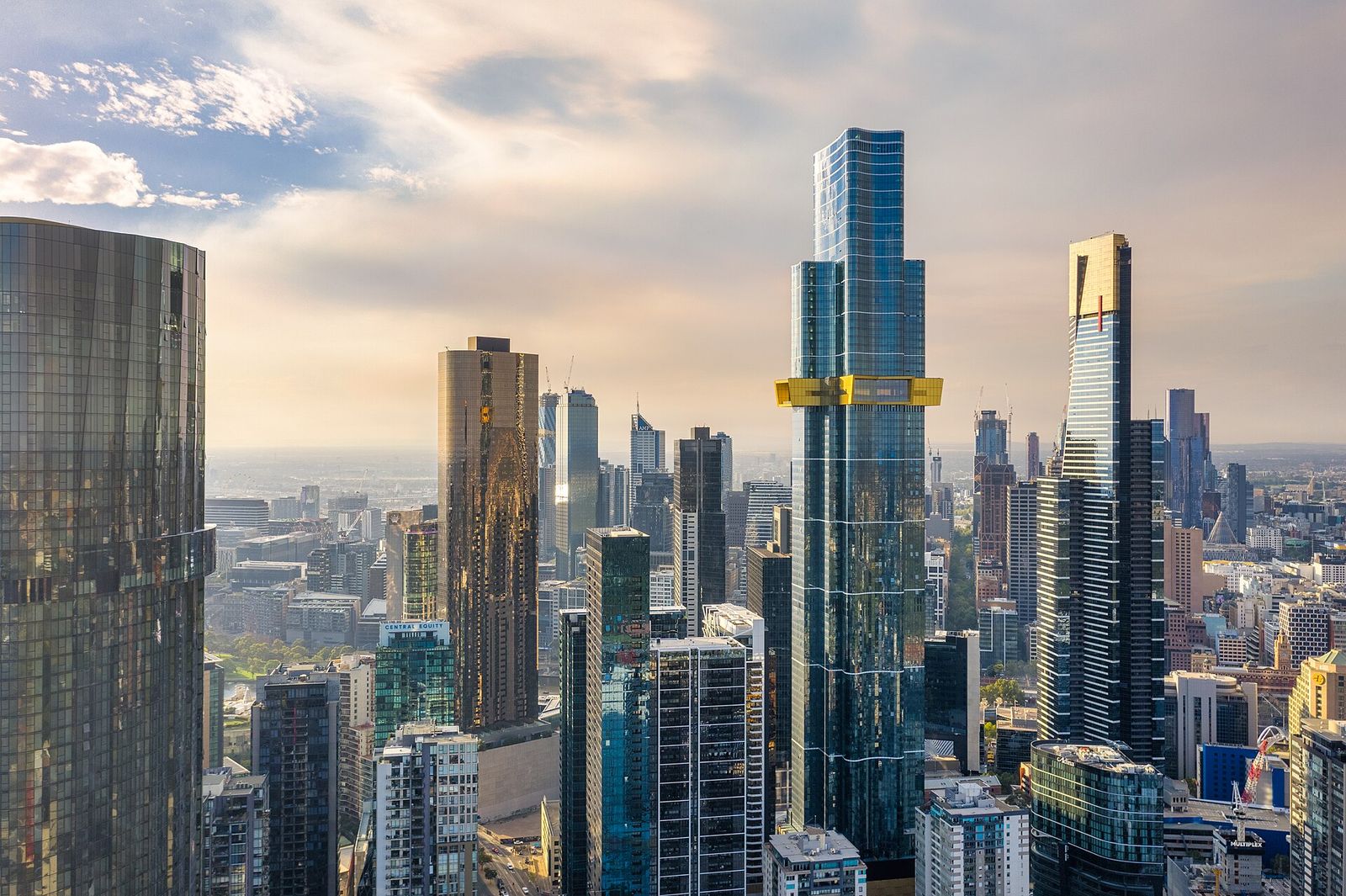 The skyline of Melbourne, Victoria, Australia in February 2021