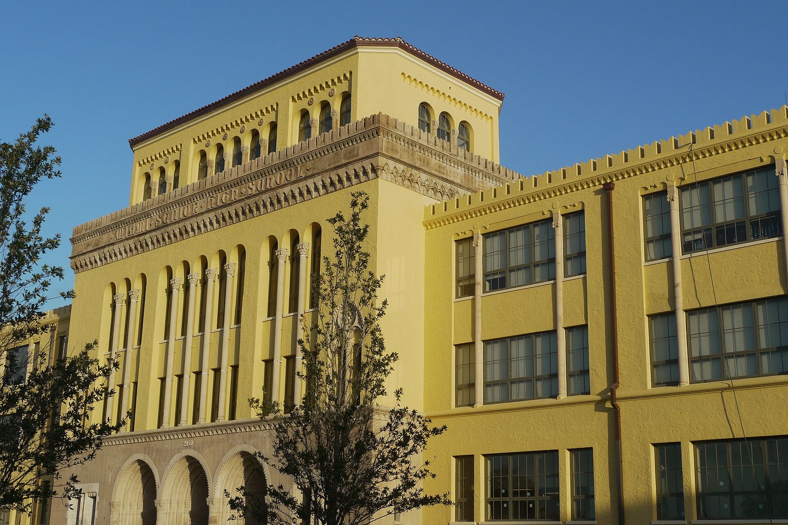 Miami Senior High School front entrance, during its restoration project, scheduled to be completed Winter 2013
