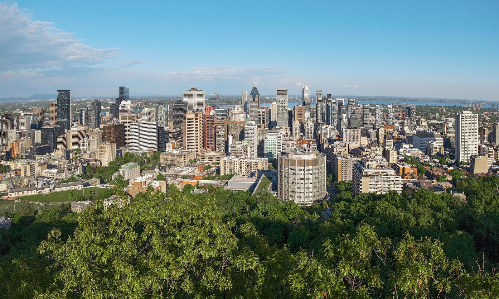 The skyline of downtown Montreal, Quebec (pop. 1,762,000)