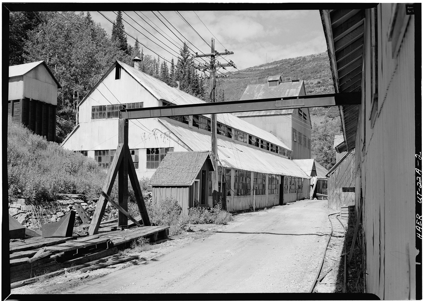 Mine Shaft Bldg From W. - Silver King Mining Company, Mineshaft & Main Hoist, Woodside Gulch, Park City, Summit County, Utah
