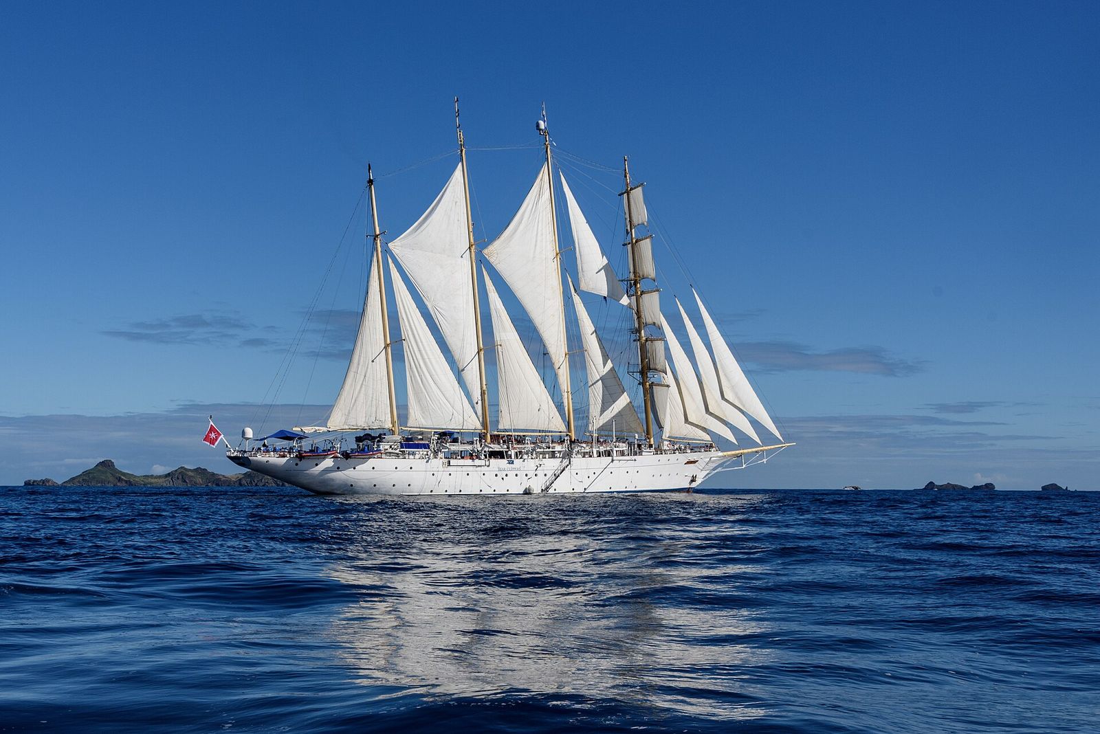 Four-masted barquentine, STAR FLYER - IMO 8915433, off the coast of Saint Barthélemy (St, St. Barts