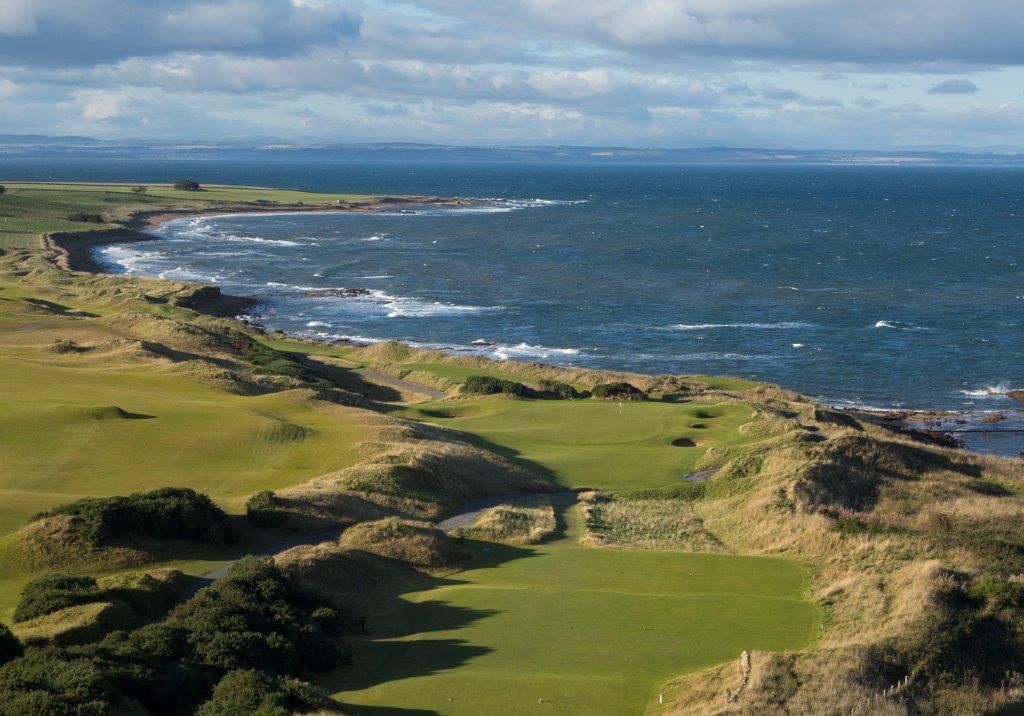 Official photo of Kingsbarns Golf Links 2nd hole and coastline, taken by Iain Lowe at Iain Lowe Photography, Alfred Dunhill Links Championship