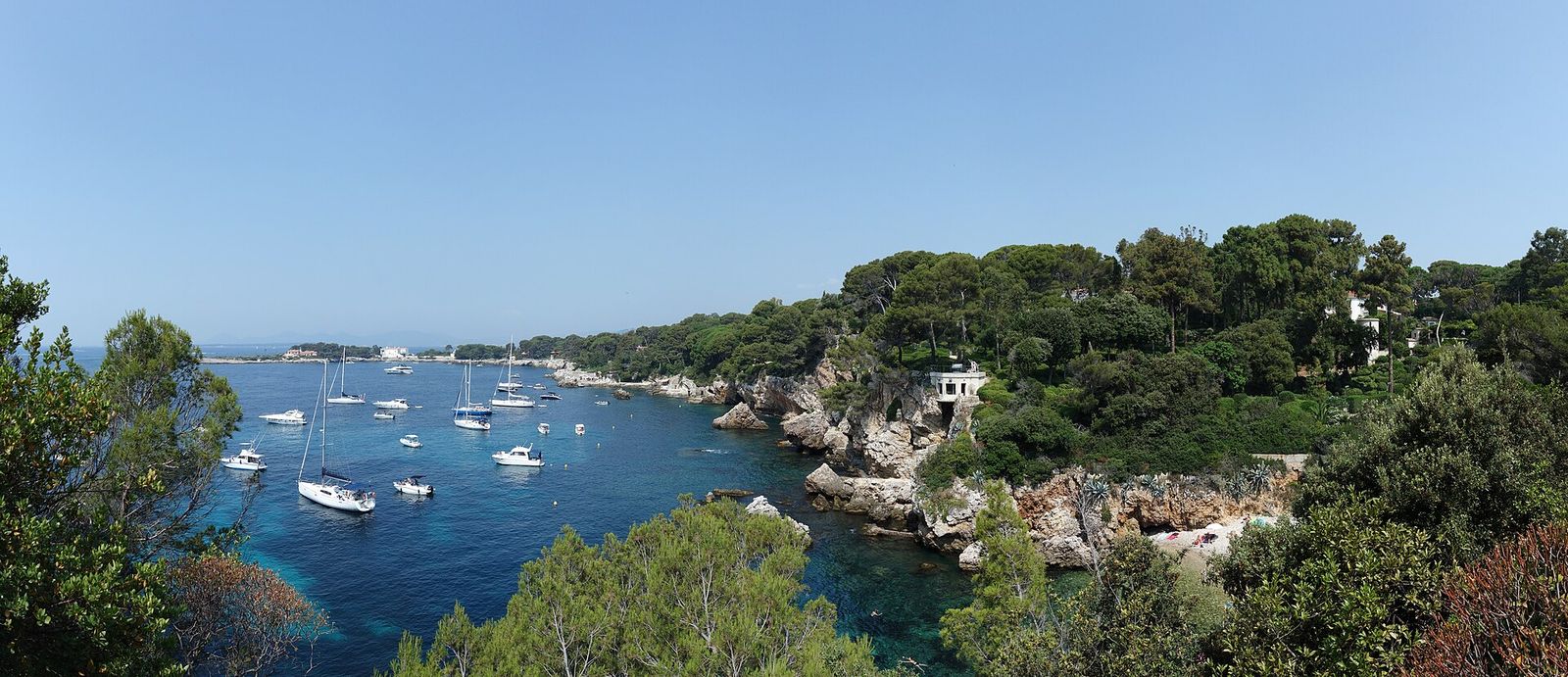 The Baie des Milliardaires, also known as the Anse de l'Argent Faux, as seen from Cap d'Antibes, amfAR Gala Cannes