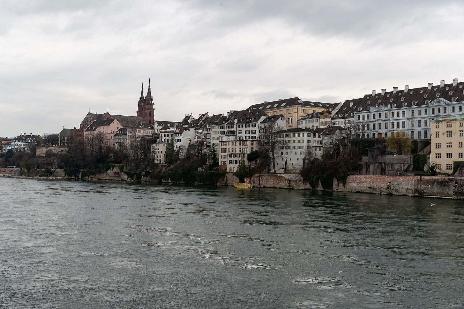 View of the old town of Basel from Mittlere Brücke, Art Basel