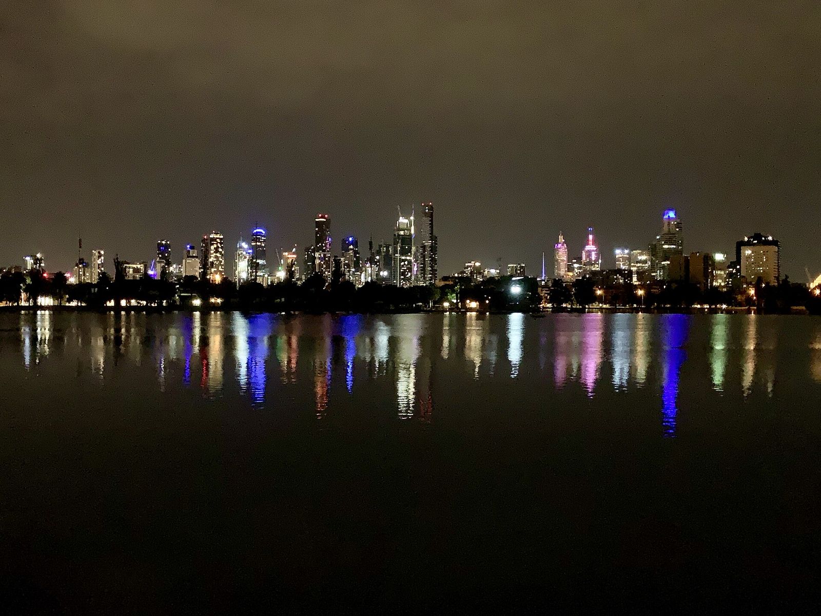 Melbourne CBD at night seen from Carousel venue, Albert Park, Melbourne, Australian Grand Prix