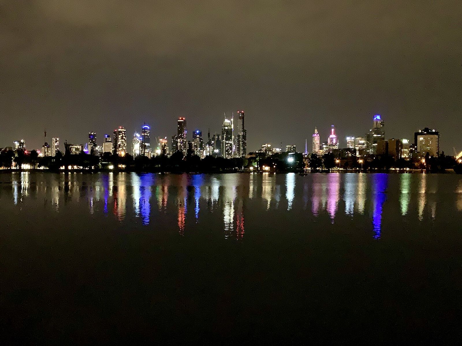 Melbourne CBD at night seen from Carousel venue, Albert Park, Melbourne, Australian Grand Prix