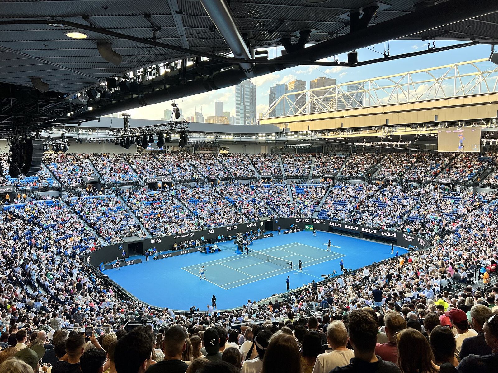 Rod Laver Arena Melbourne Park Australian Open 2023 quarter final between Novak Djokovic and Andrey Rublev