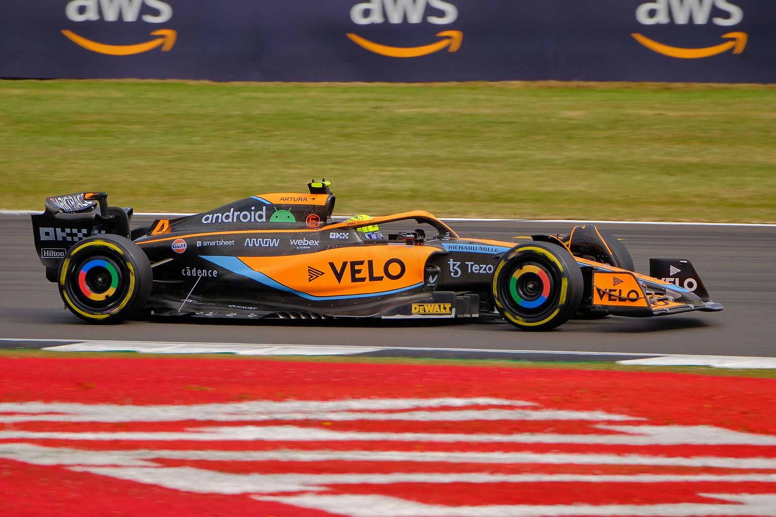 Lando Norris drives the McLaren MCL36 during the 2022 British Grand Prix at Silverstone circuit