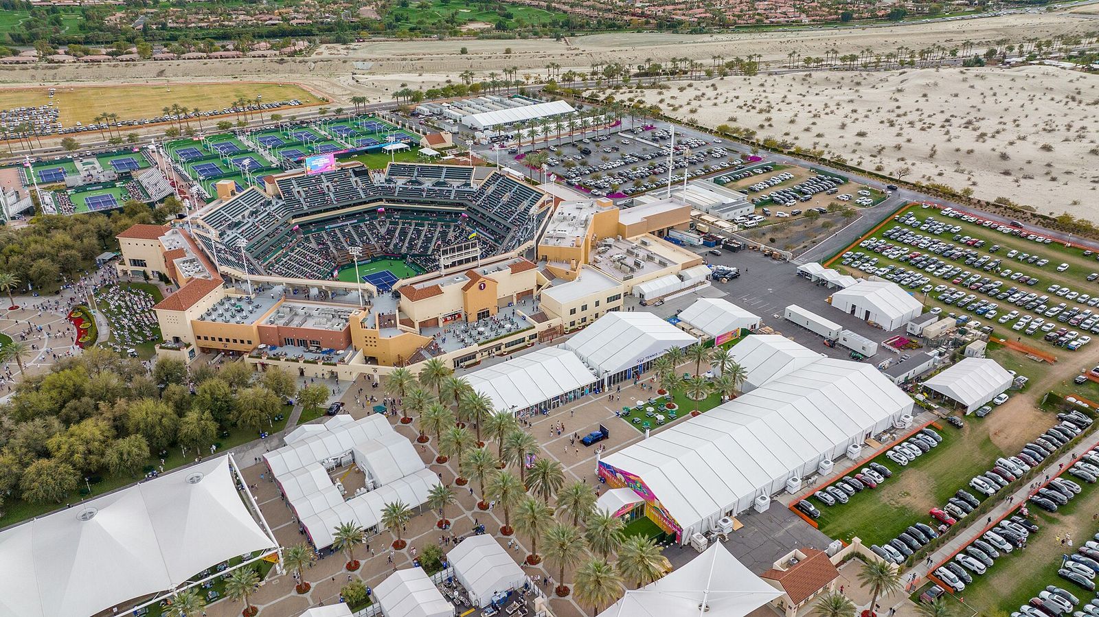 Choura Events built many large tented structures for the Indian Wells Tennis Garden, BNP Paribas Open