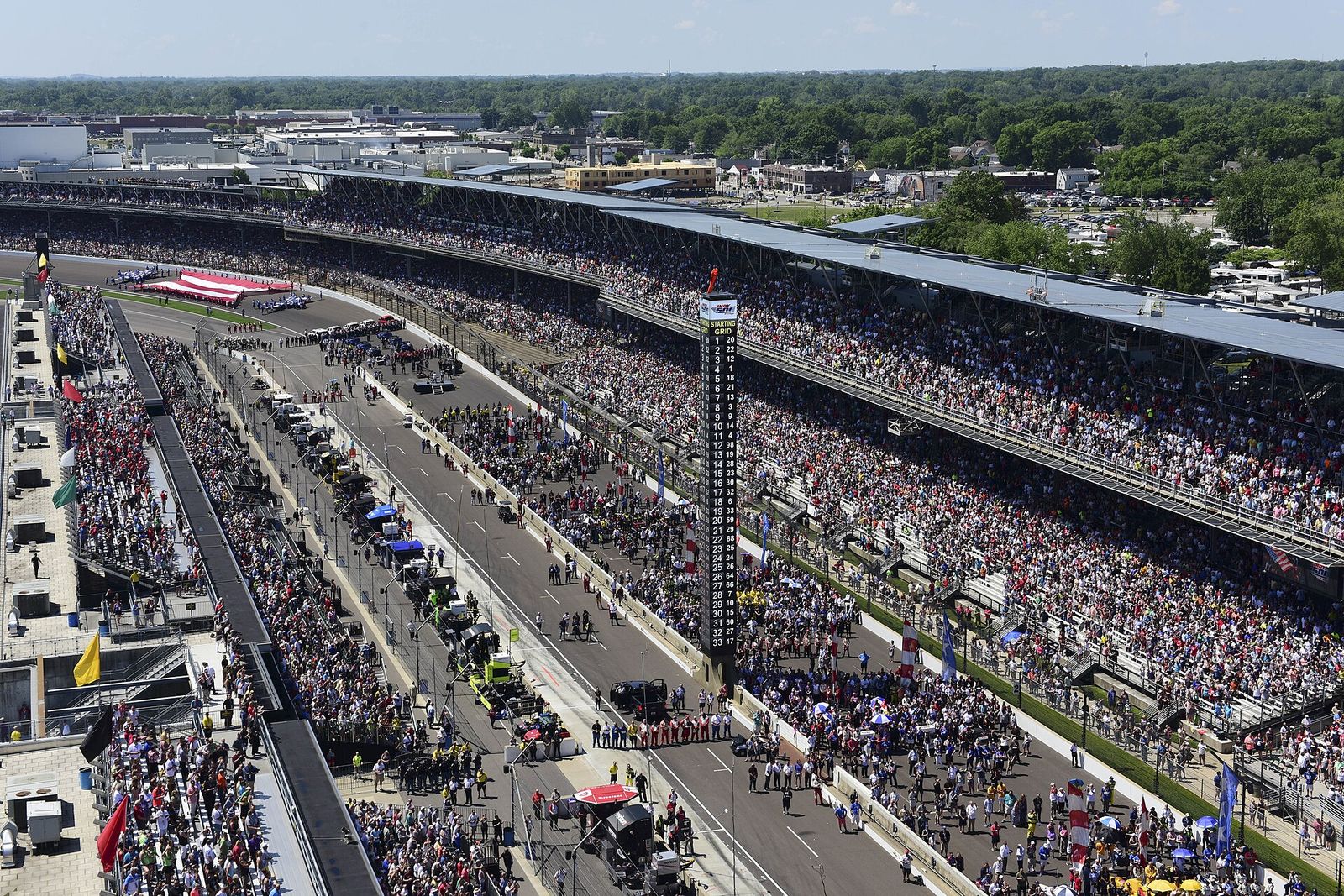 The crowd gathers during the pregame ceremonies at the 2018 Indianapolis 500, May 27, 2018