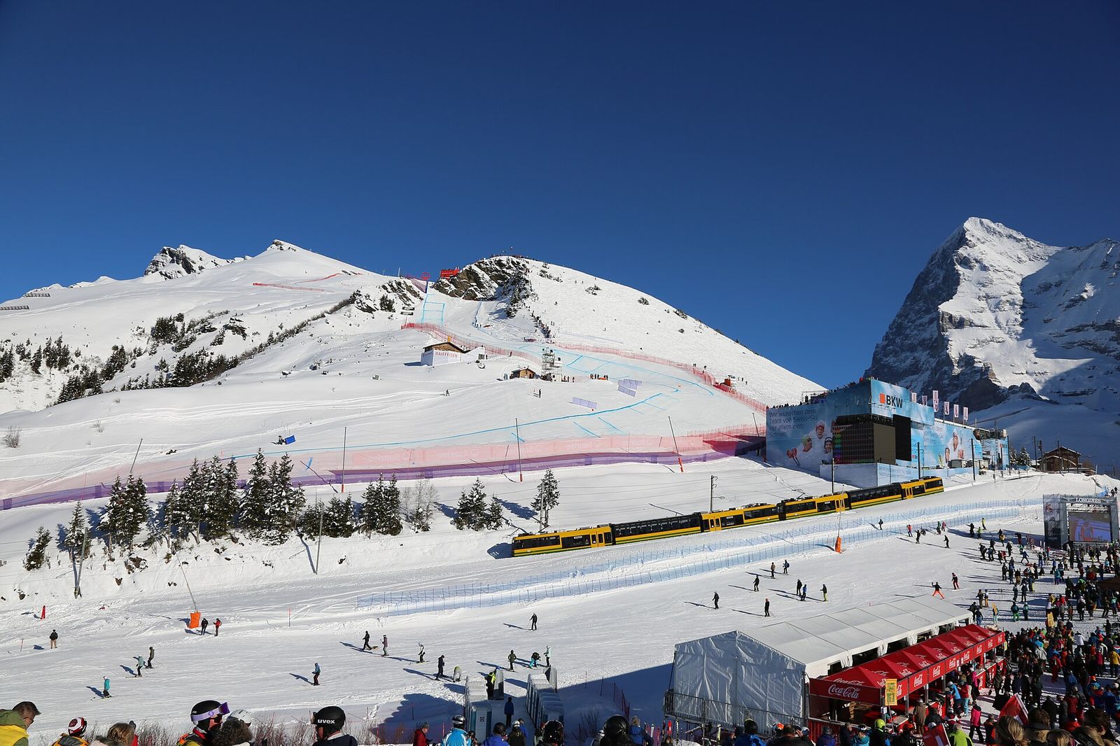 Lauberhorn Hundschopf with Eiger and VIP Corner, Lauberhorn Races