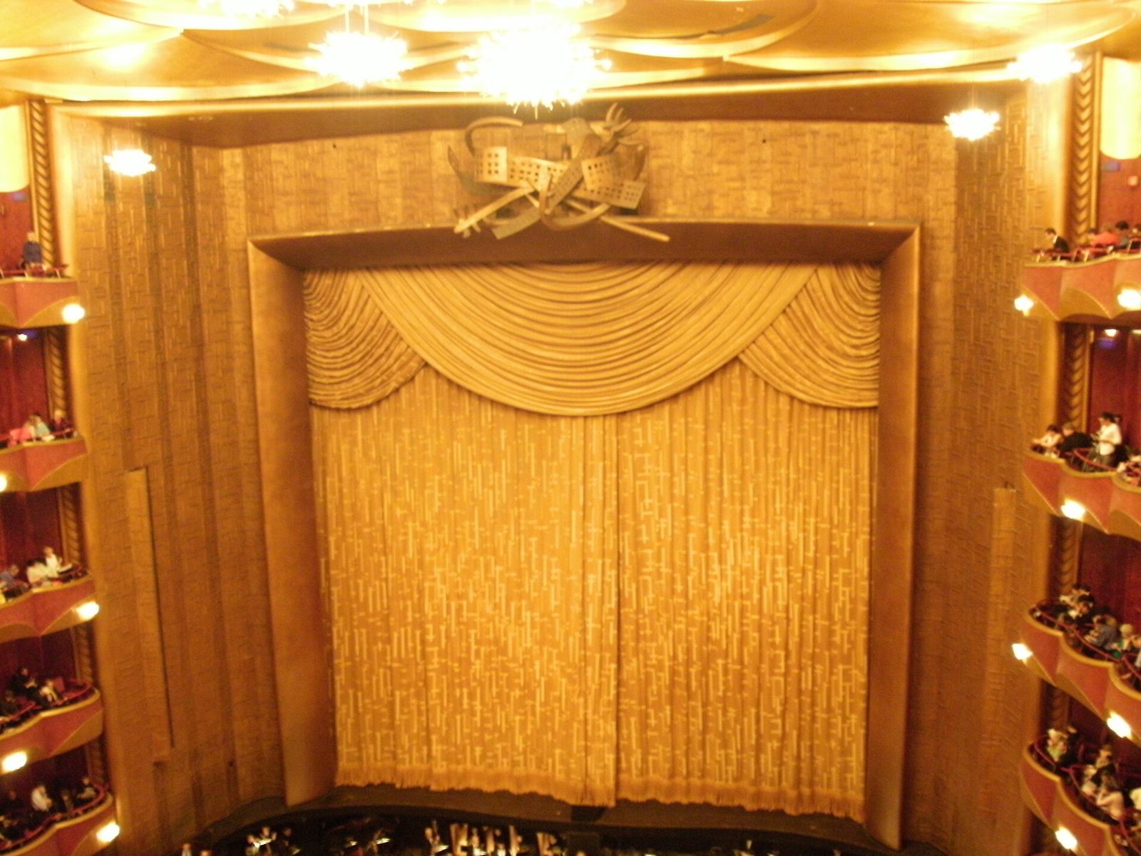 View of the proscenium arch at the Metropolitan Opera House, Lincoln Center for the Performing Arts, New York City, Metropolitan Opera Opening Night