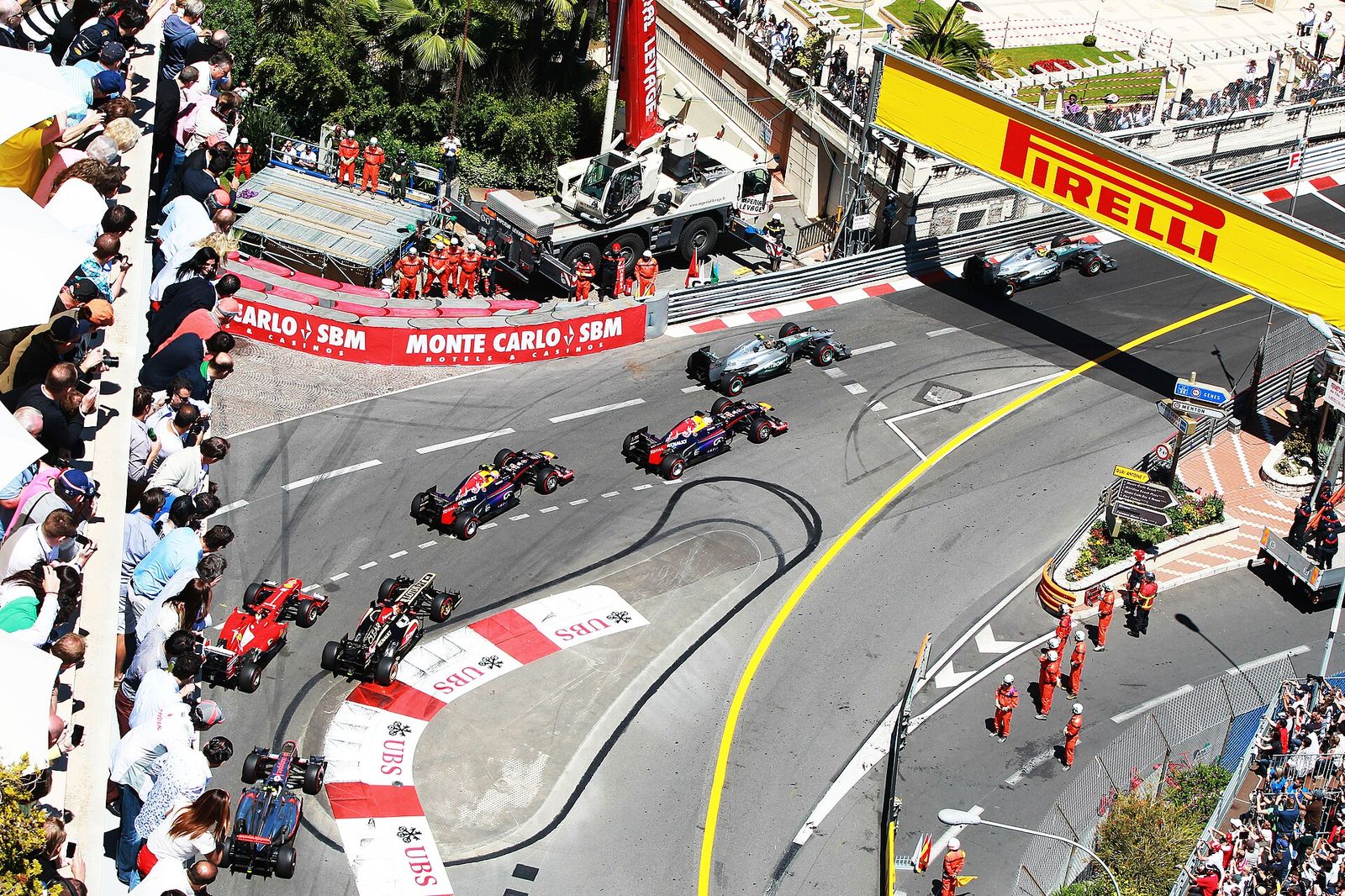 Monte Carlo, Monaco 26th May 2013 Nico Rosberg, Mercedes W04, leads at the start, Monaco Grand Prix