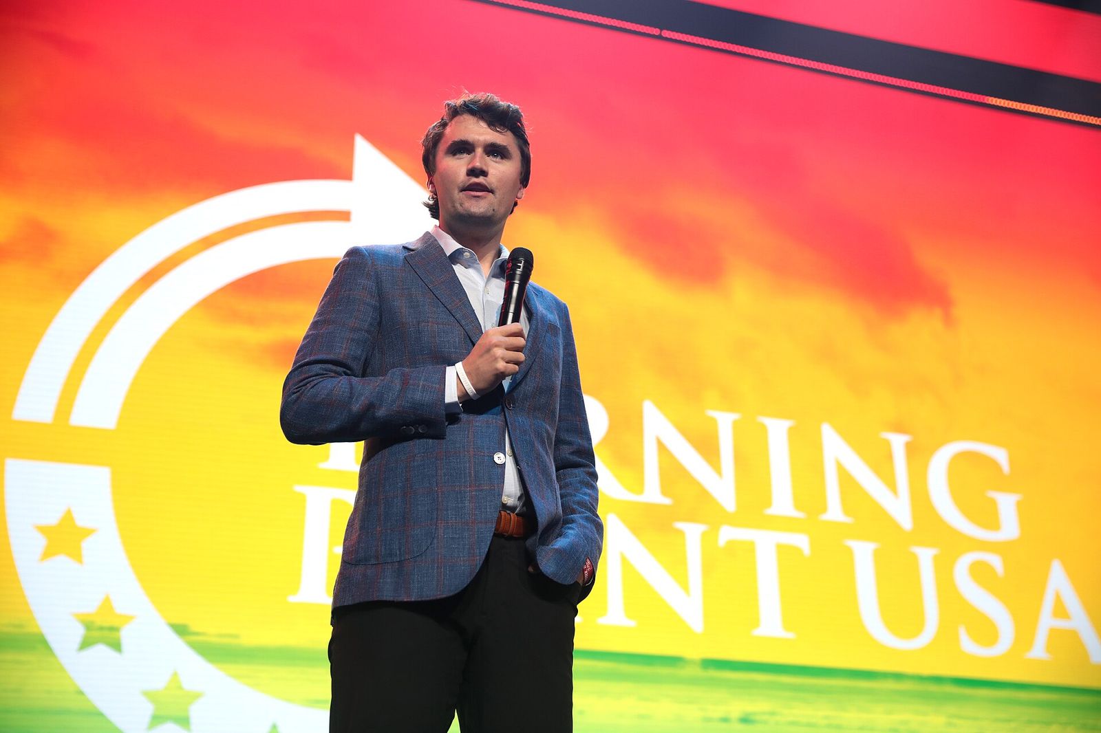 Charlie Kirk speaking with attendees at the 2020 Student Action Summit hosted by Turning Point USA at the Palm Beach County, The Palm Beach Show