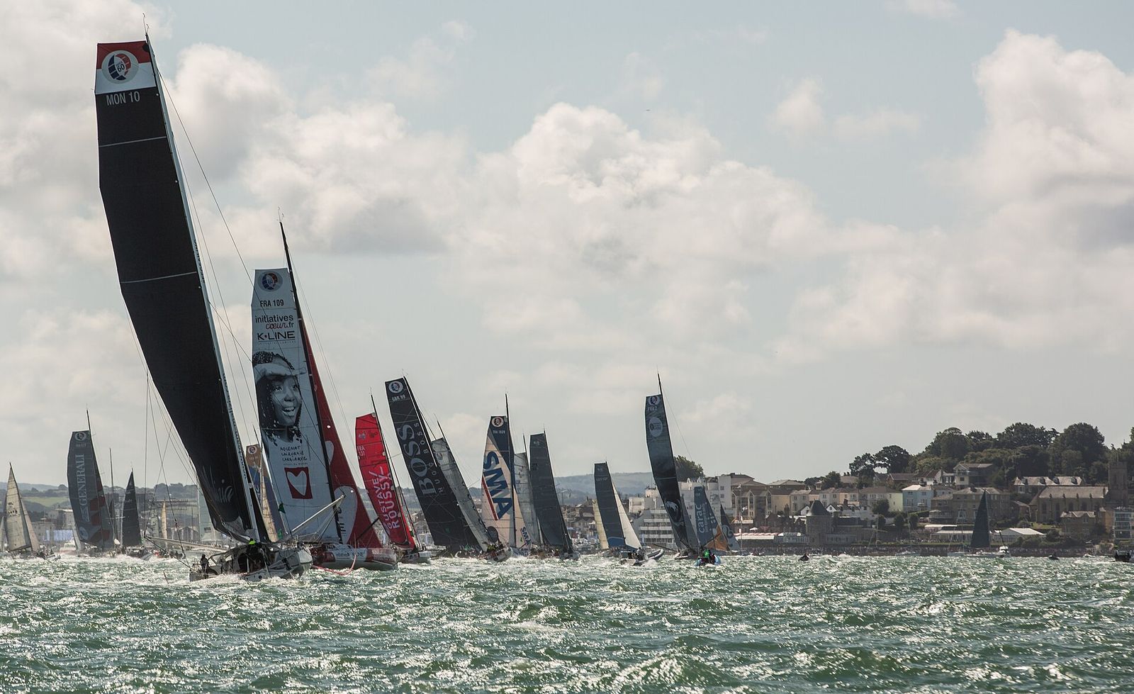 Fastnet weekend 2017 Yachts seen racing int he Solent off Cowes, Isle of Wight for the Fastnet 2017 race, held at the end of, Rolex Fastnet Race