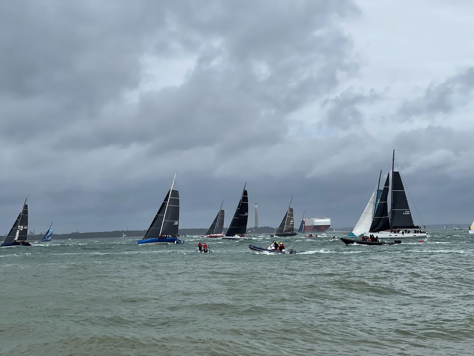 Start of the race off Cowes seafront, Rolex Fastnet Race