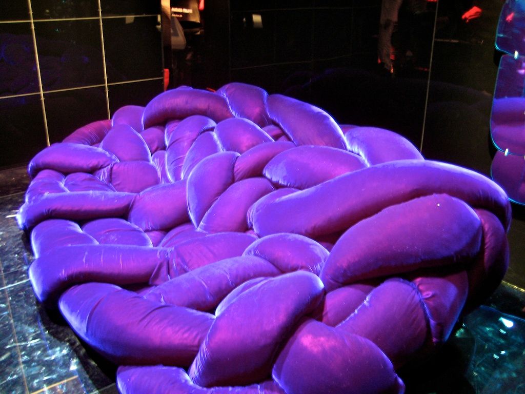 Couch Boa by the Campana brothers Edra displayed at Salone Internazionale del Mobile, Milan, Italy, Salone del Mobile.Milano