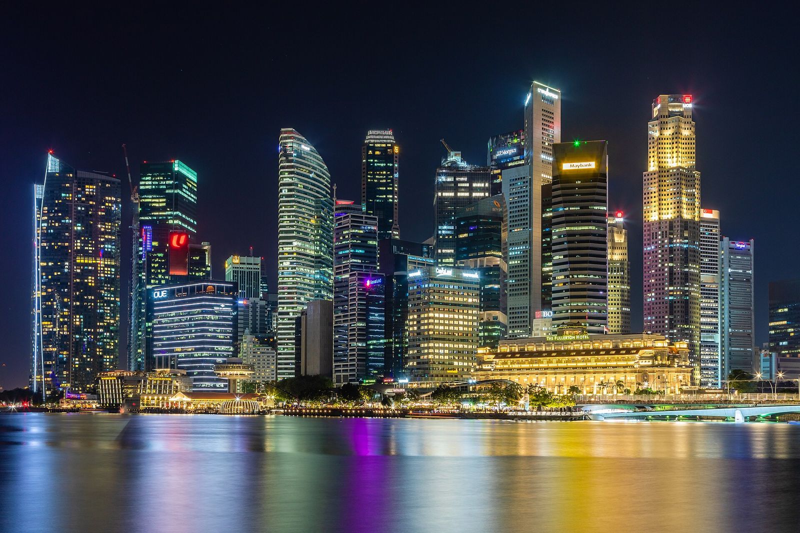 Skyline of the Central Business District of Singapore, Marina Bay Singapore, Singapore Art Week