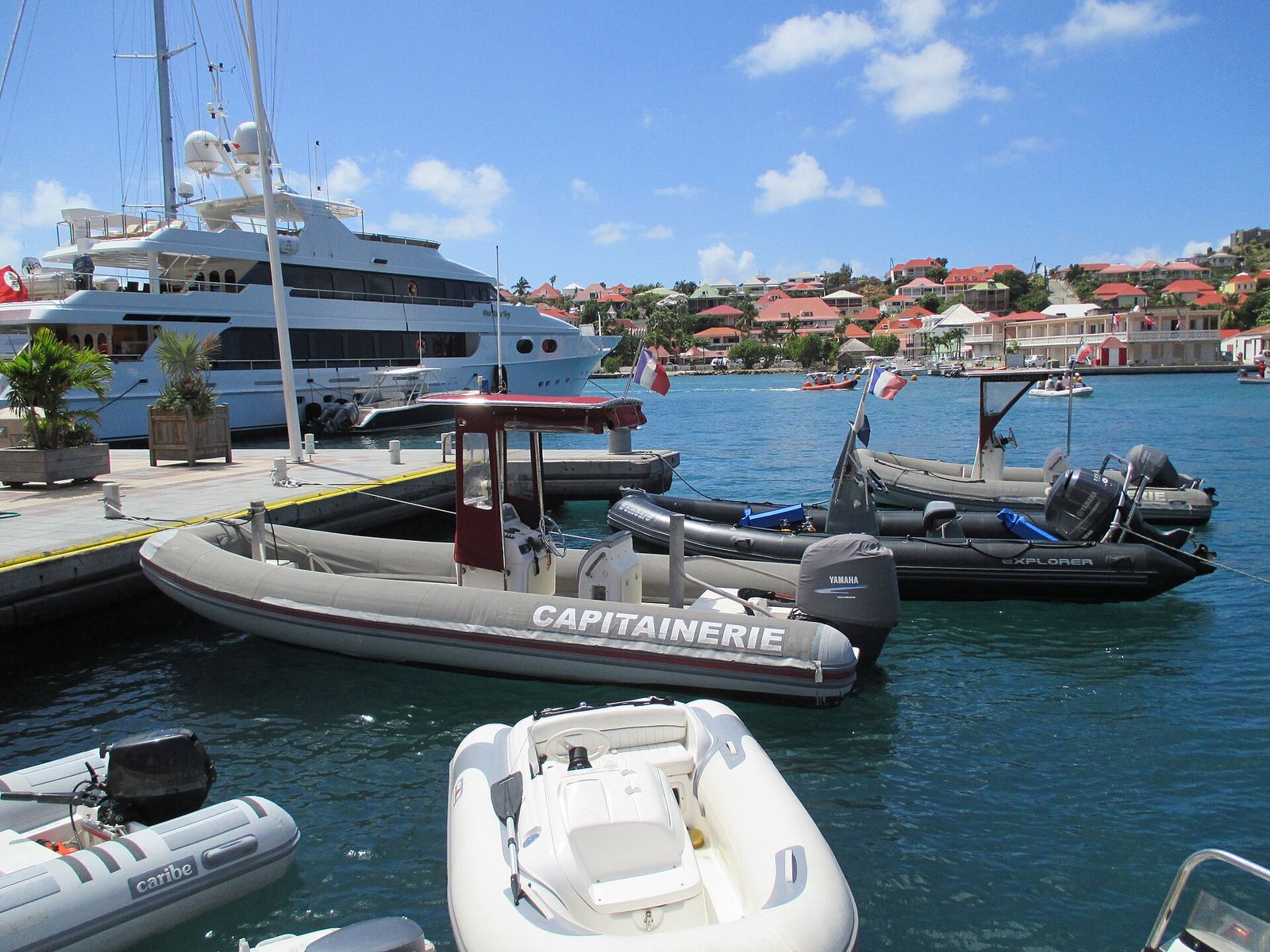 Rigid-hulled inflatable boat of the Capitainerie du Gustavia, St Barths Bucket Regatta