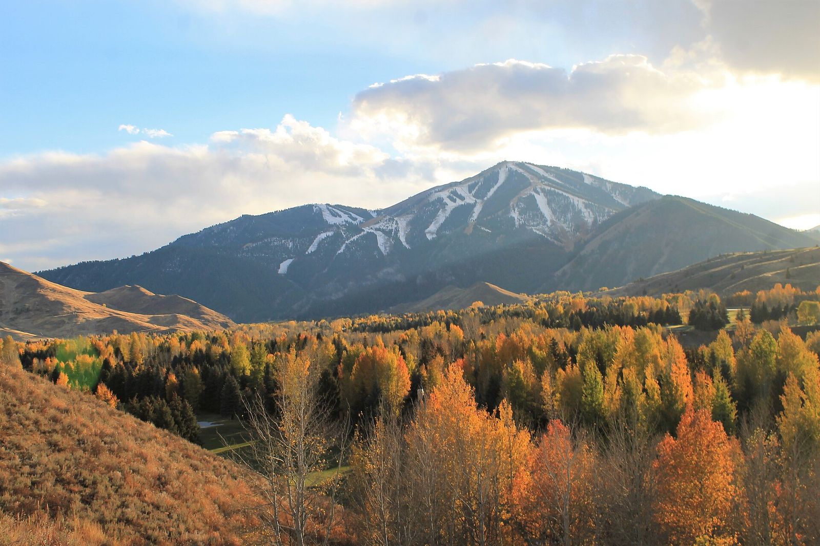 This is a photo of Idaho's famous Bald Mountain as seen from the town of Sun Valley, Idaho, Allen & Company Sun Valley Conference