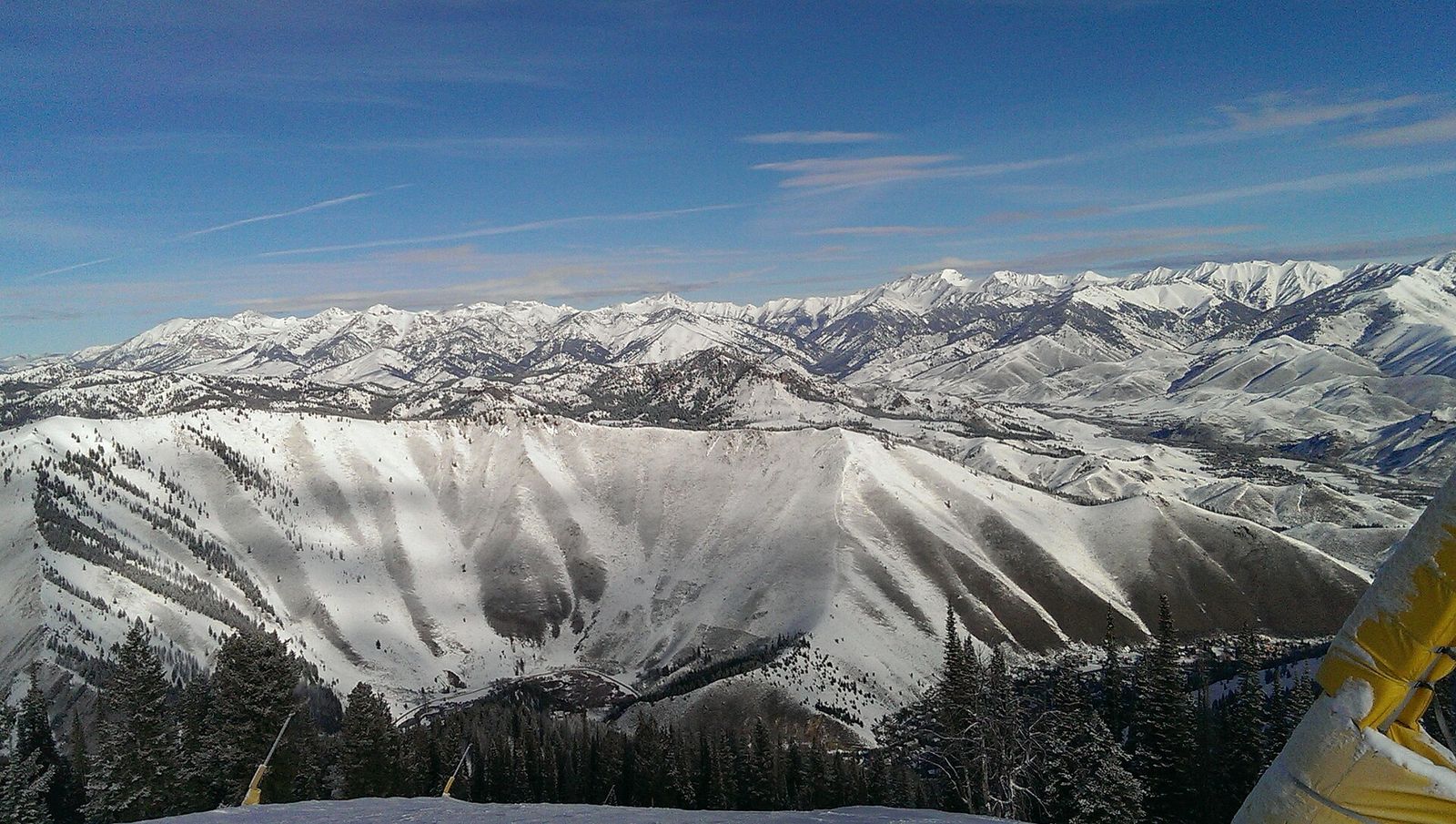 Sun Valley view in winter from Bald Mountain with the Boulder Mountains in the background, Allen & Company Sun Valley Conference