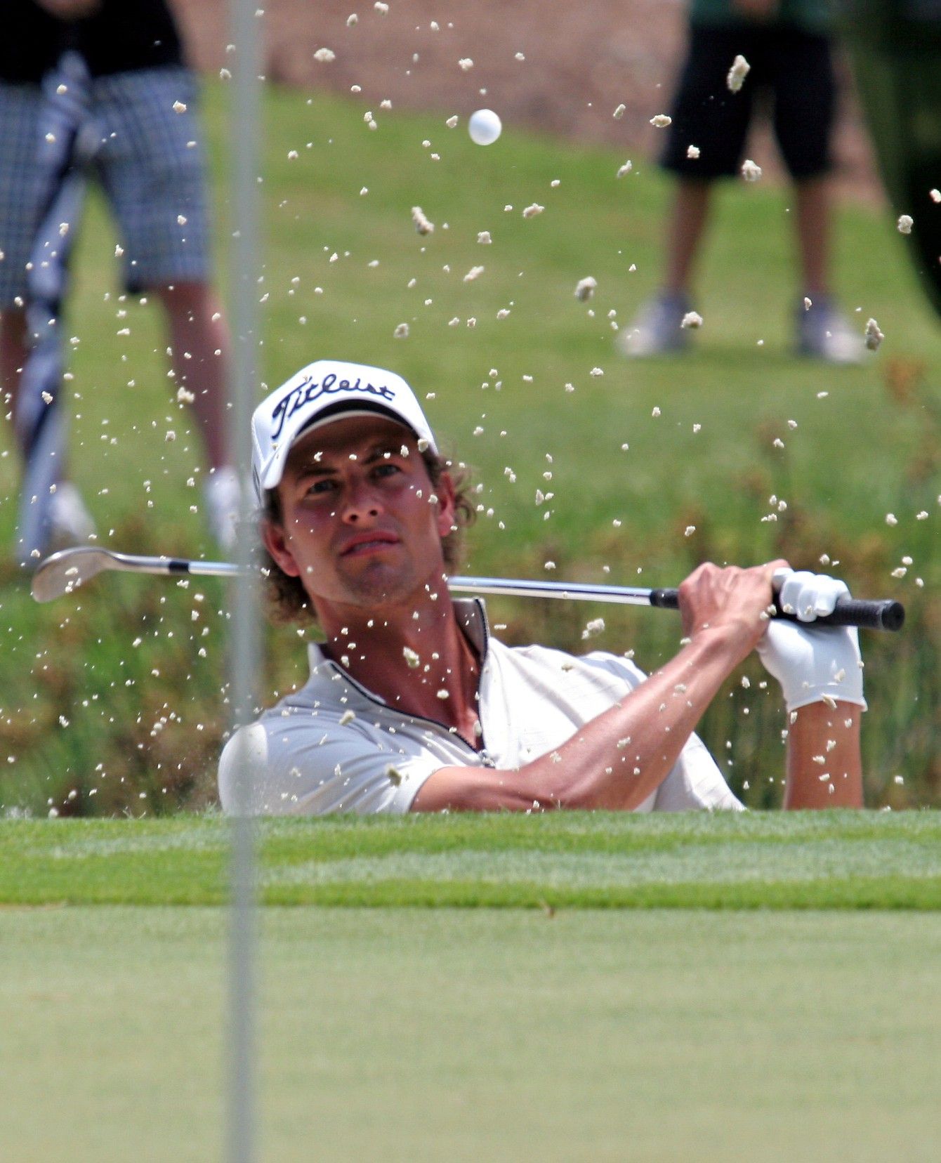 PGA golf professional Adam Scott chips out of the trap for par on #3 during the 2008 The Players Championship