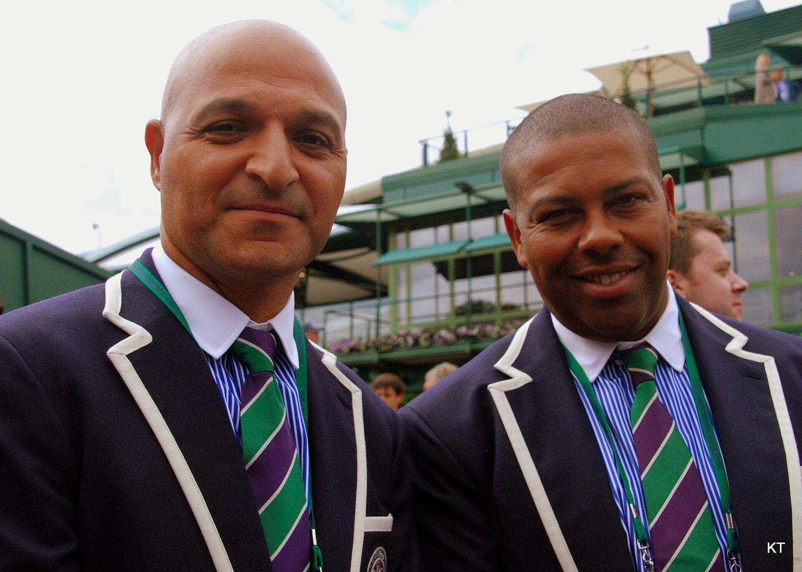 Umpires Magdi Somat & Carlos Bernardes between matches, The Championships, Wimbledon